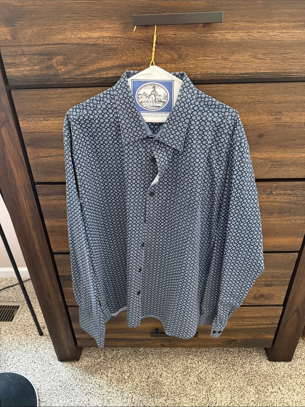 Van Heusen Navy Geometric Print Button-Down Shirt